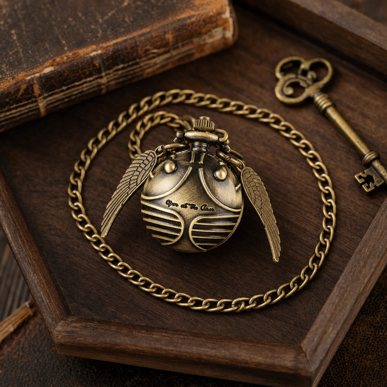Winged Open Face Pocket Watch