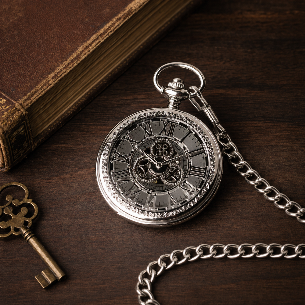 Pocket Watch Open Face Skeleton Dial