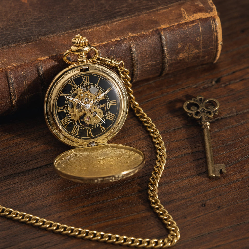 Vintage Skeleton Mechanical Pocket Watch