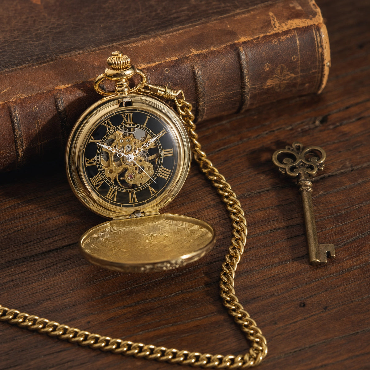Vintage Skeleton Mechanical Pocket Watch