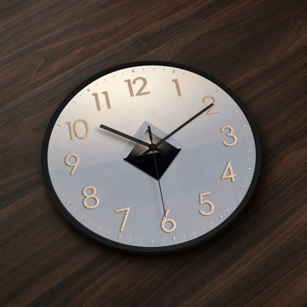 Wall Clock Raised Numbers Geometric Dial