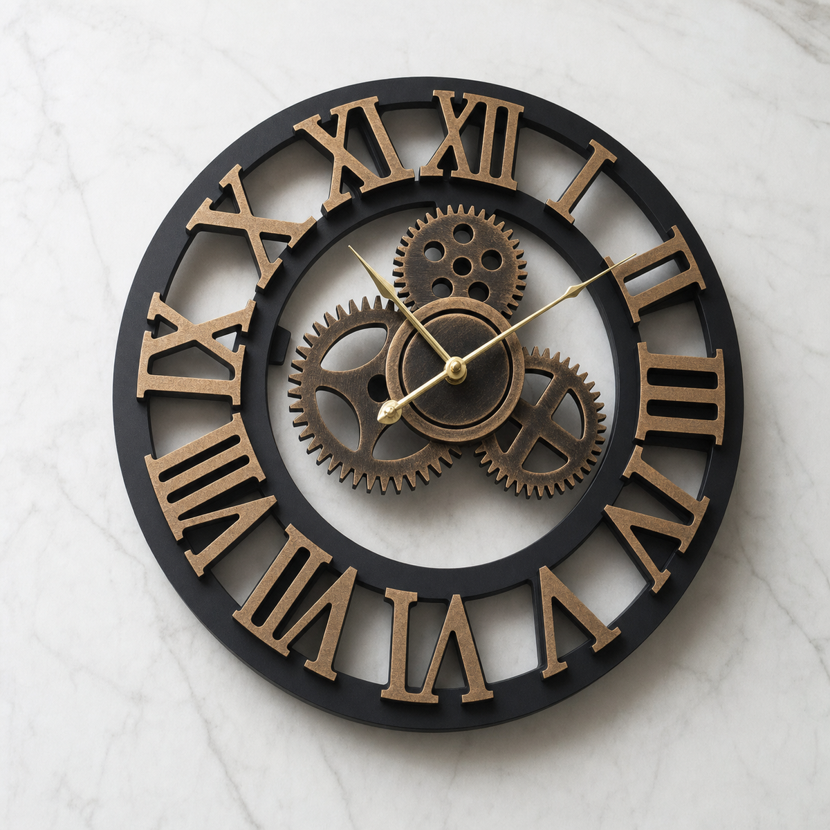 Vintage Industrial Wall Clock Exposed Gear