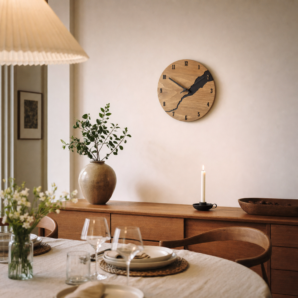 Cracked Wood Modern Wall Clock