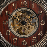 Vintage Mechanical Pocket Watch Wooden Inlay