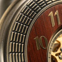 Vintage Mechanical Pocket Watch Wooden Inlay