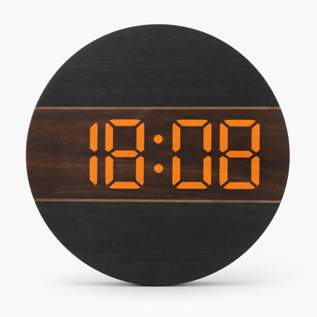 Minimalist Wooden Clock LED Display
