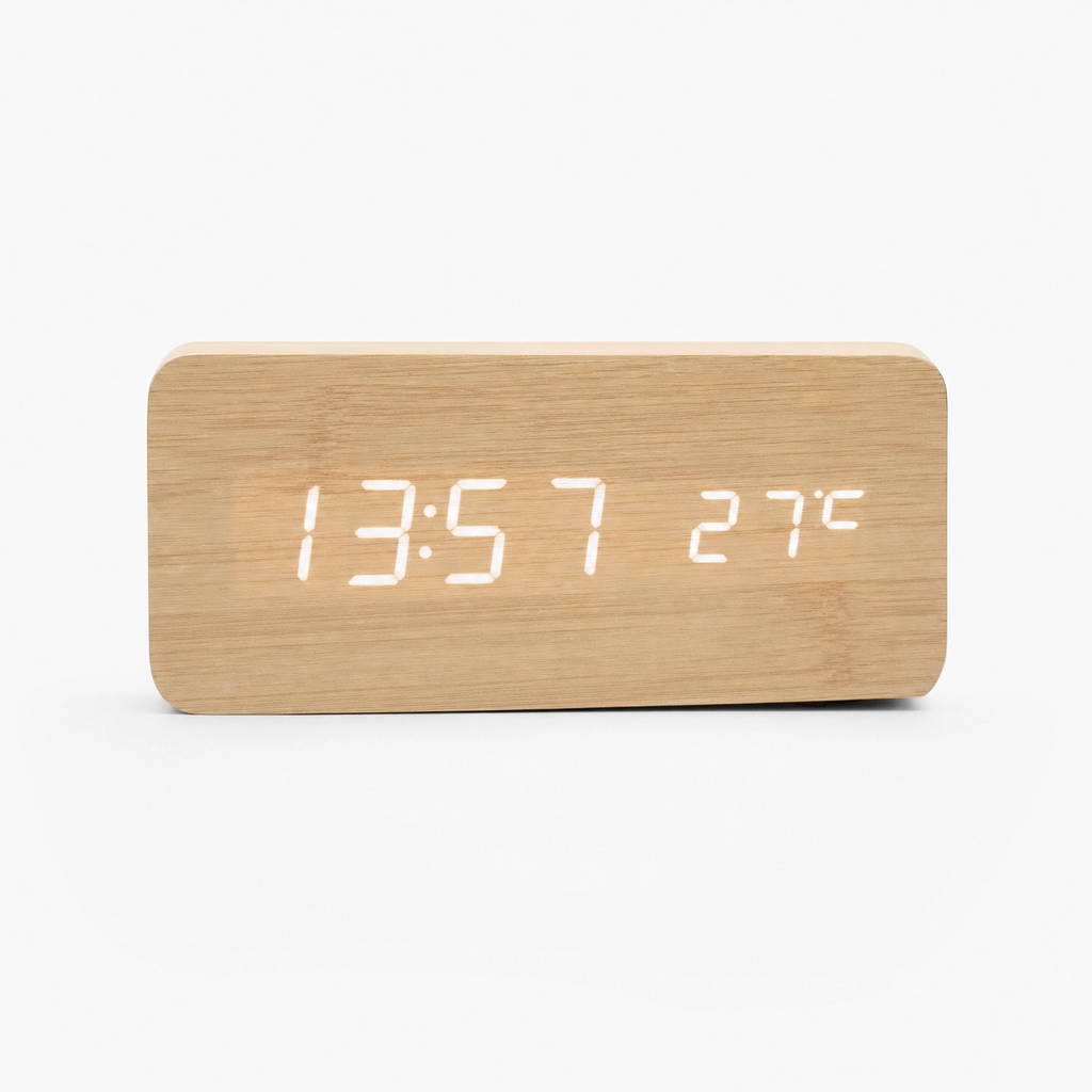 Wooden Digital Alarm Clock Multifunction