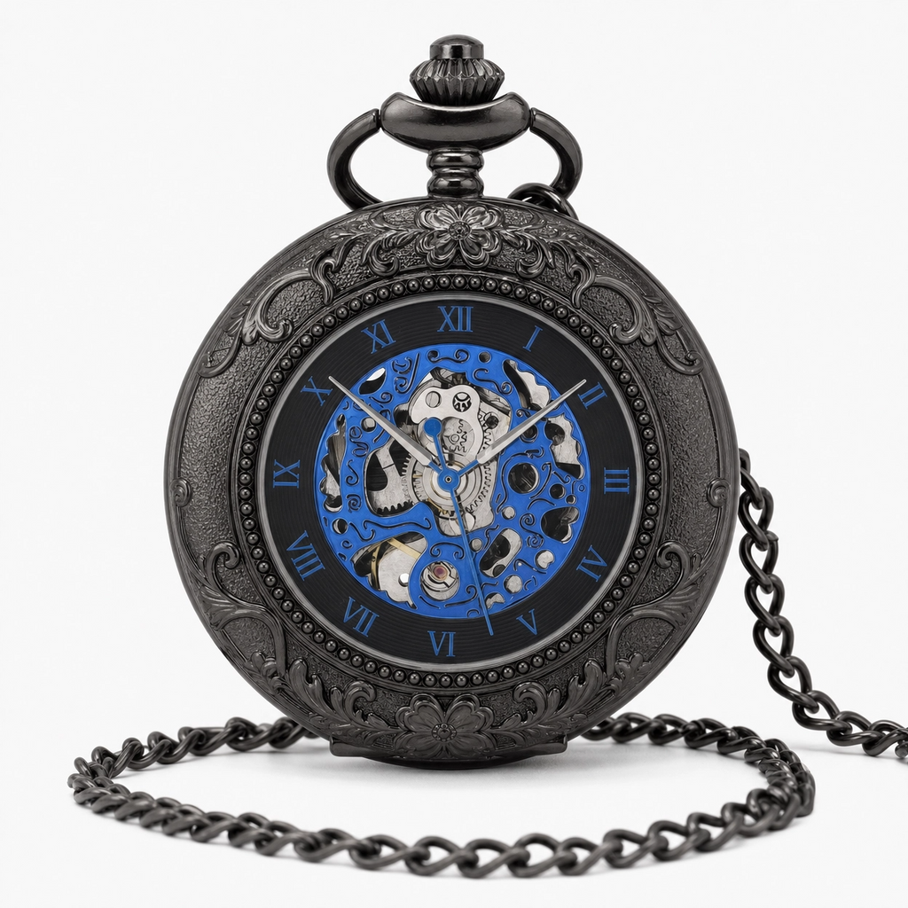 Vintage Skeleton Mechanical Pocket Watch