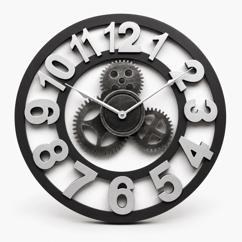Vintage Industrial Wall Clock Exposed Gear