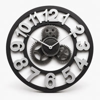 Vintage Industrial Wall Clock Exposed Gear