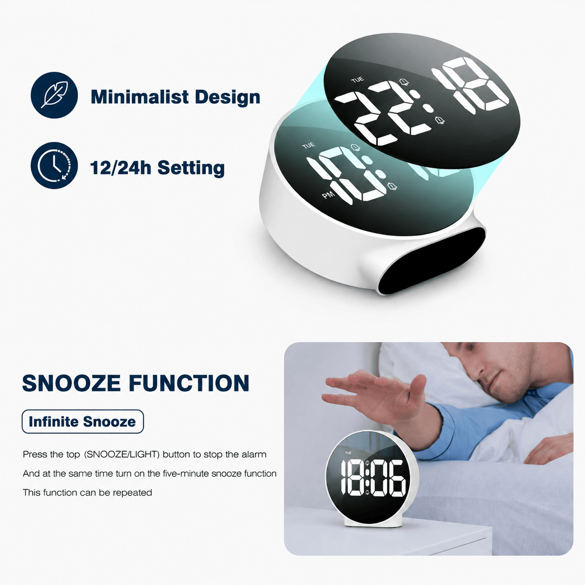 Royal Opera Alarm Clock Large Digital Display Snooze