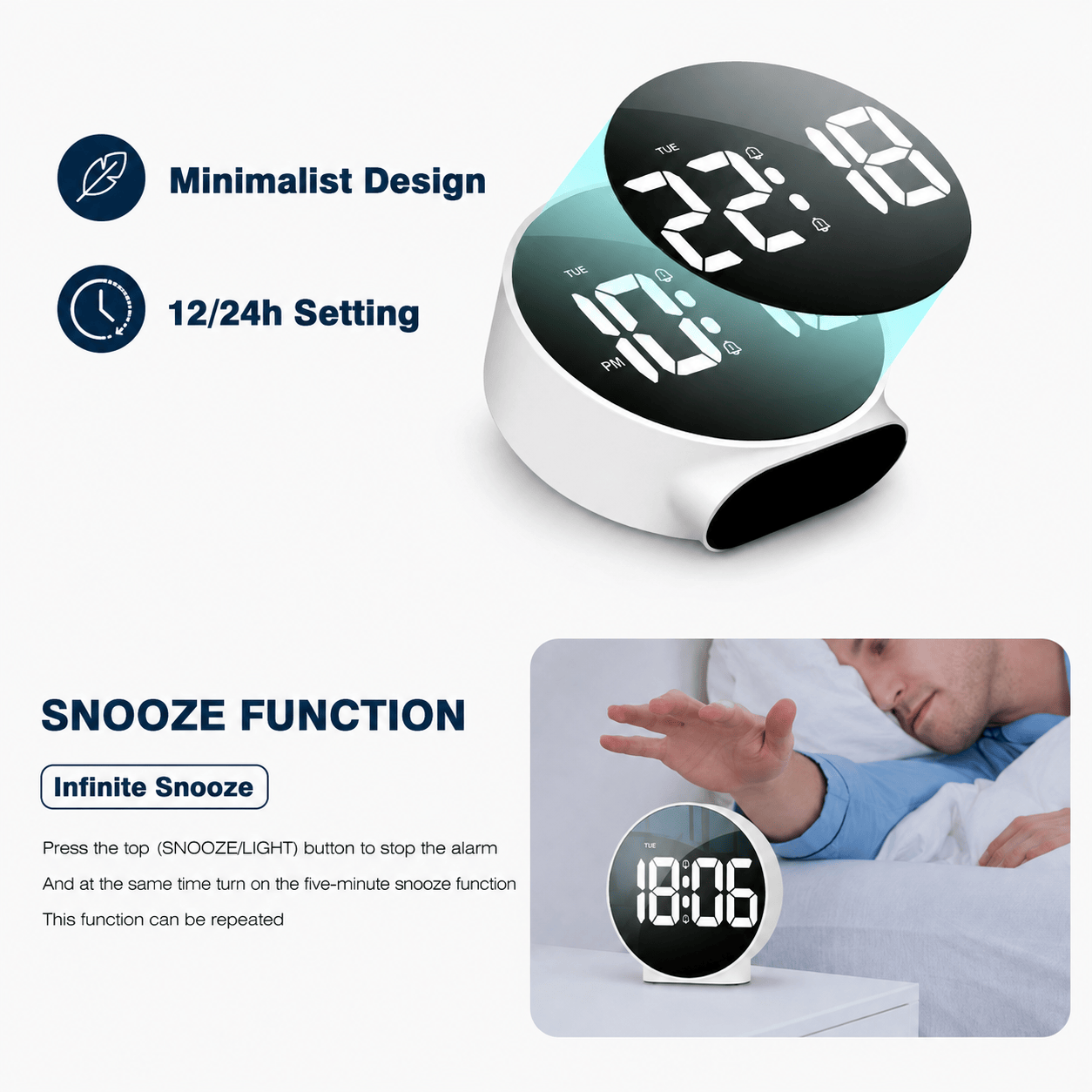 Royal Opera Alarm Clock Large Digital Display Snooze