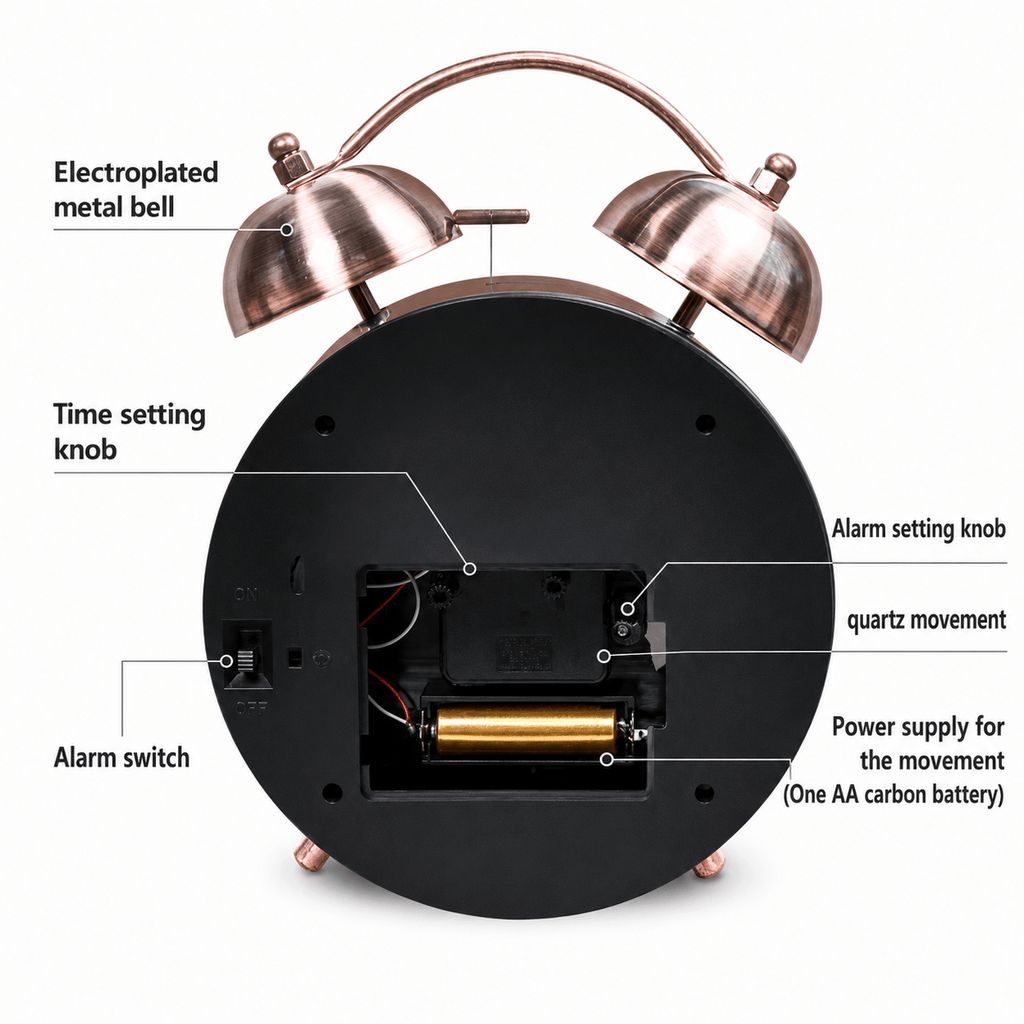 Royal Opera Alarm Clock Twin Bell Roman Numerals