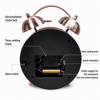 Royal Opera Alarm Clock Twin Bell Roman Numerals