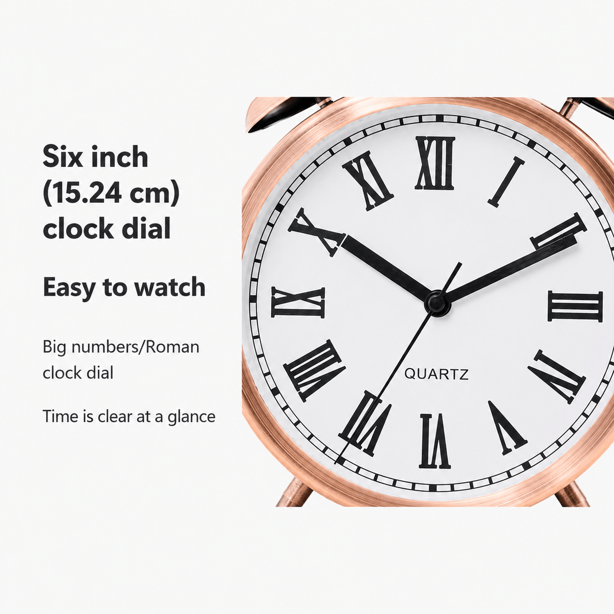 Royal Opera Alarm Clock Twin Bell Roman Numerals