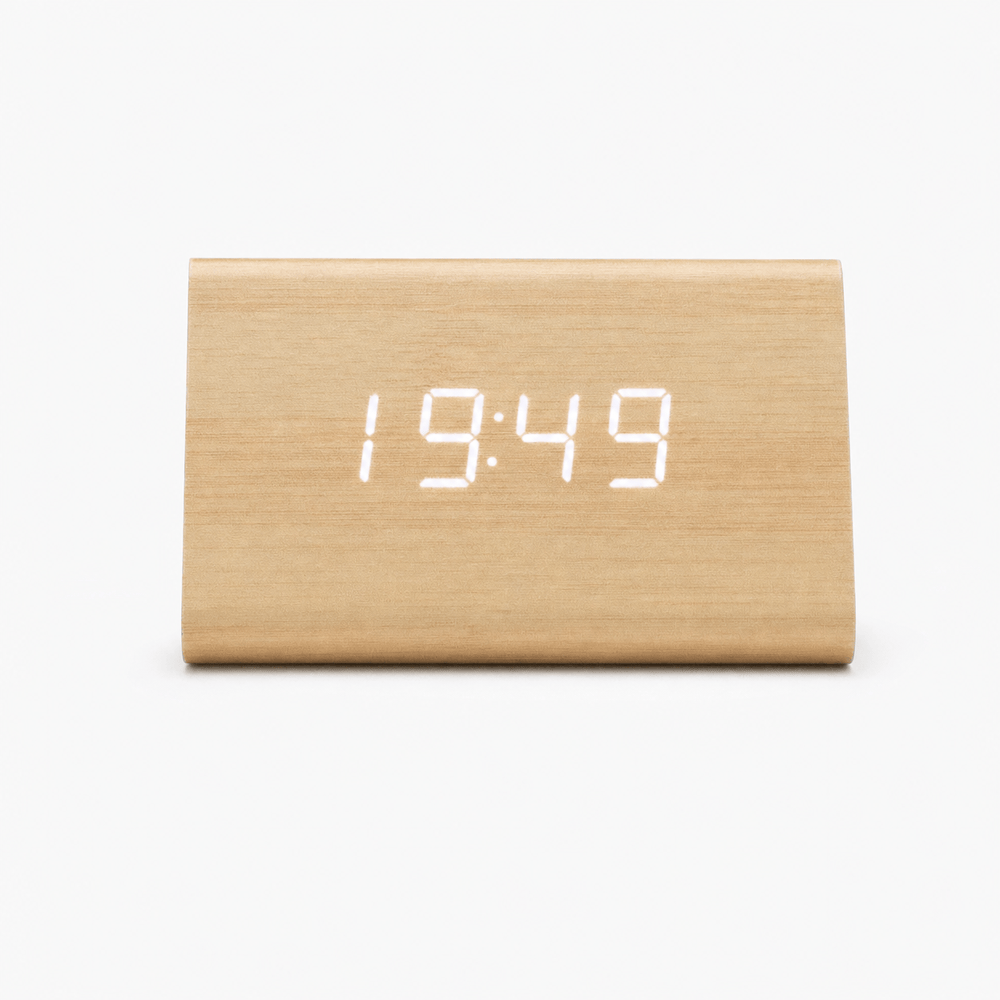 Royal Opera Bamboo Modern Triangular LED Alarm Clock