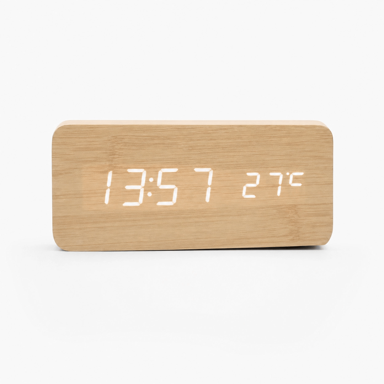 Royal Opera Bamboo Wooden Digital Alarm Clock Multifunction