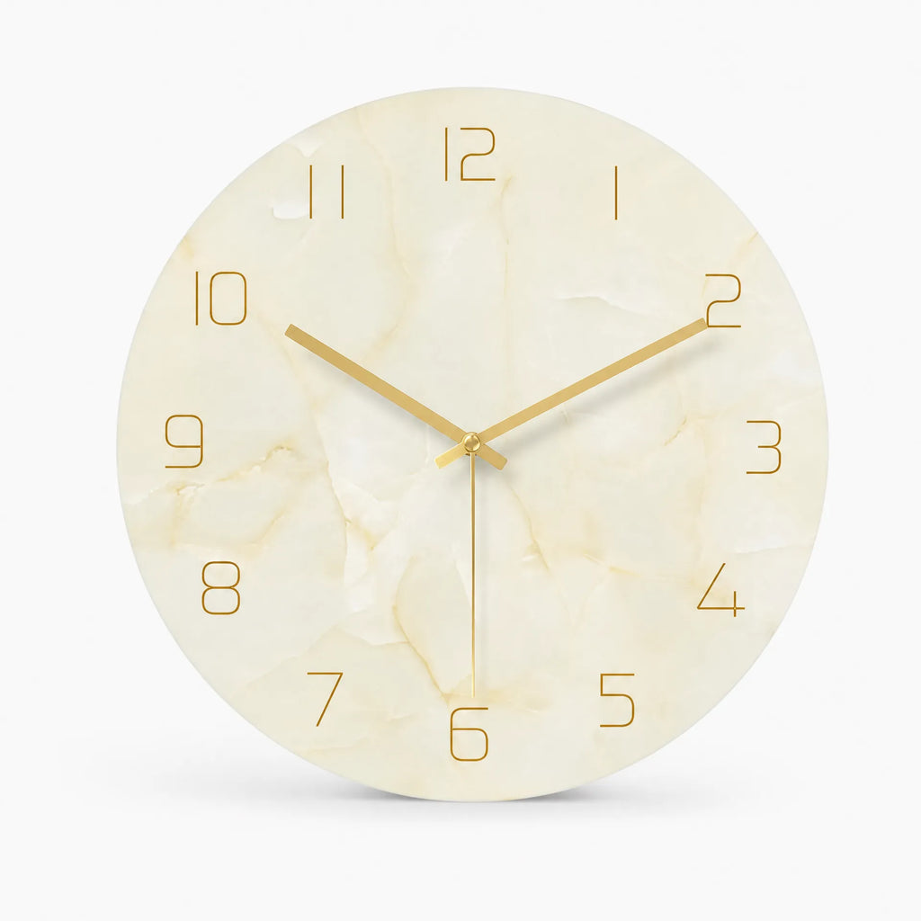 Royal Opera Beige Marble Effect Silent Wall Clock