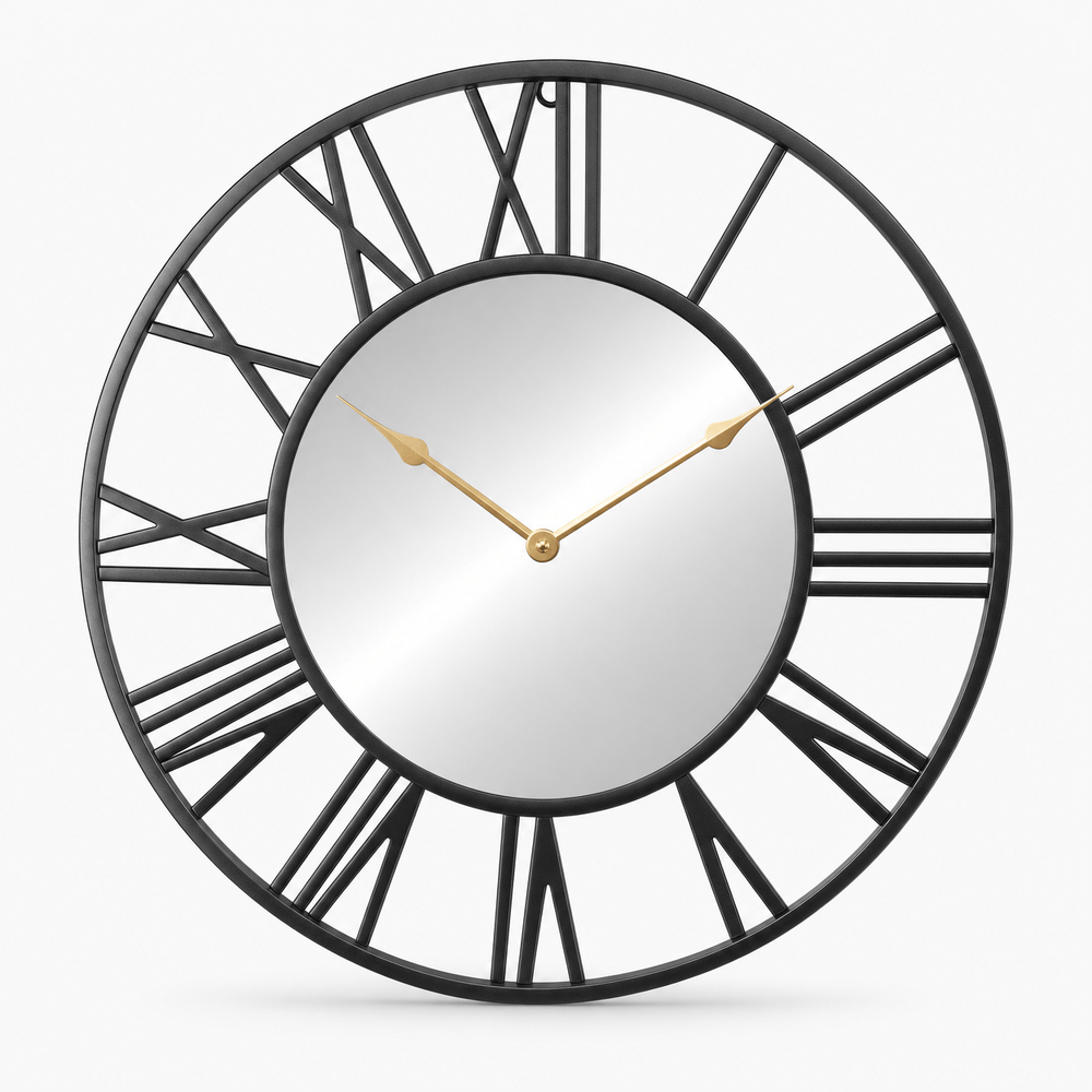 Royal Opera Black / 40 cm Modern Mirrored Wall Clock Silent