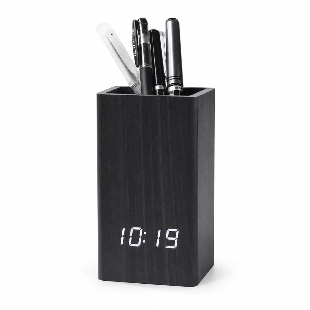 Royal Opera Black Alarm Clock Digital Pen Holder