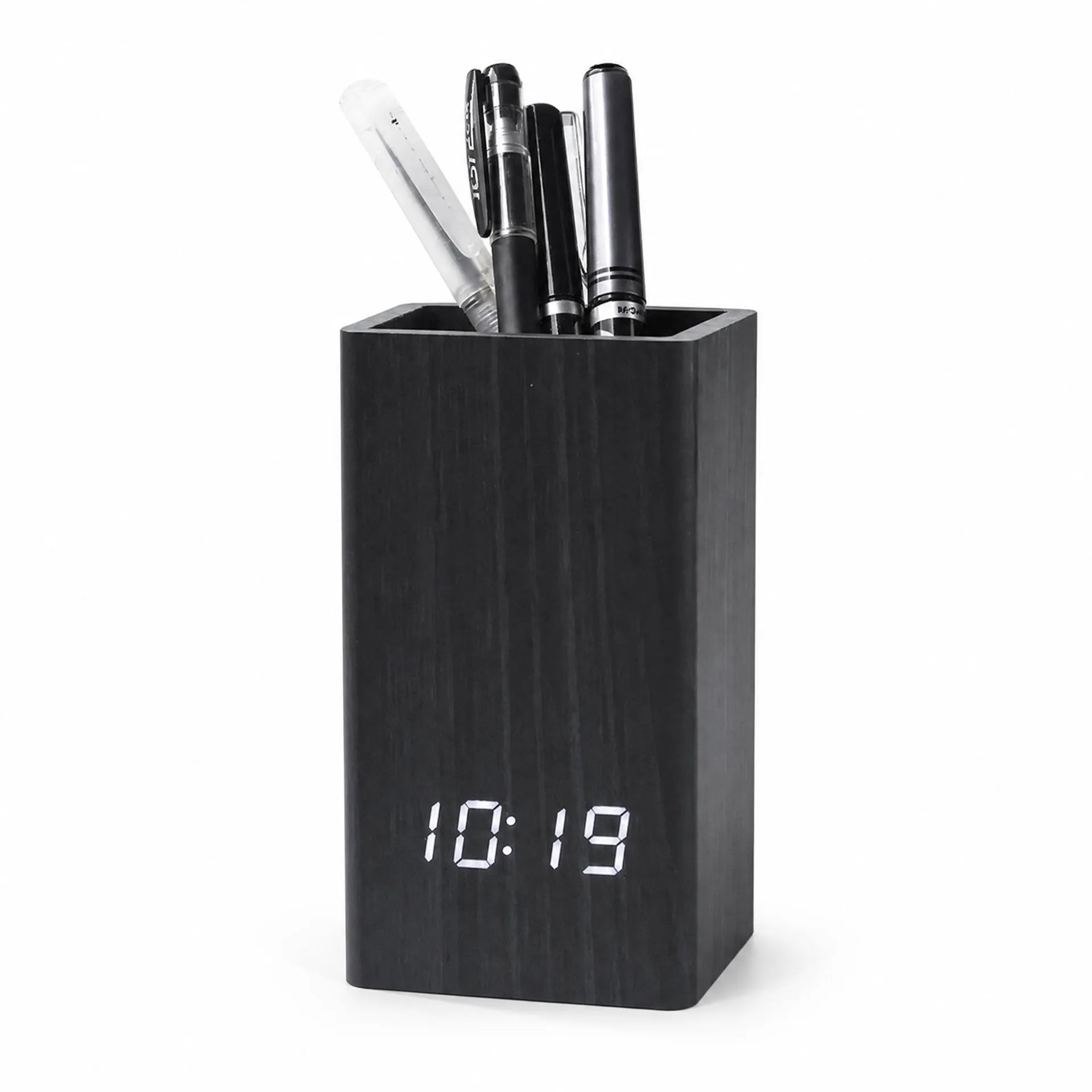 Royal Opera Black Alarm Clock Digital Pen Holder
