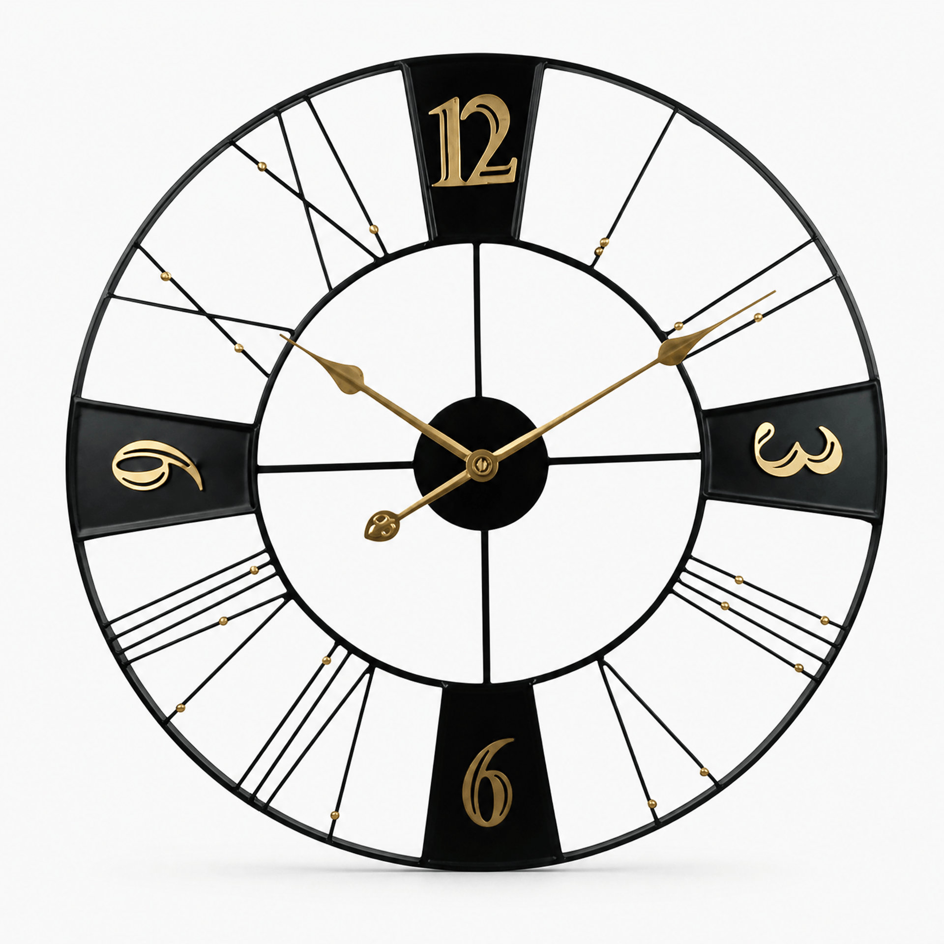 Royal Opera Black Gold-Face Wall Clock Industrial Roman Numerals