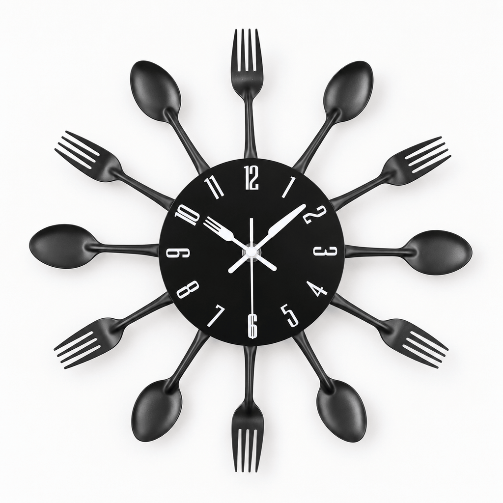 Royal Opera Black Modern Kitchen Clock Silent Movement