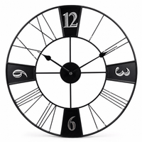Royal Opera Black Silver-Face Wall Clock Industrial Roman Numerals