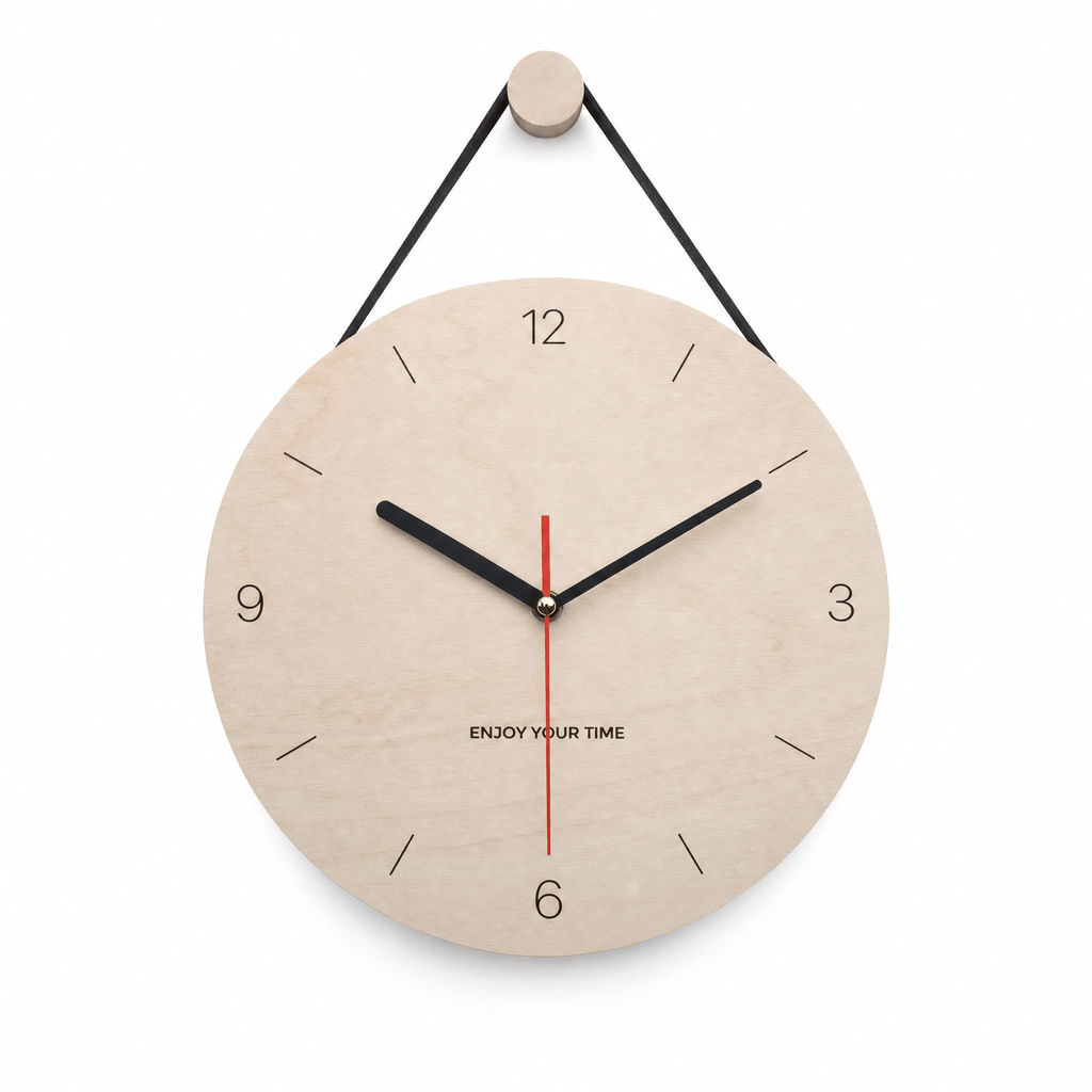 Royal Opera Black Style / 25 cm Scandinavian Wooden Clock Leaf Hands