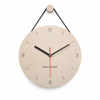 Royal Opera Black Style / 25 cm Scandinavian Wooden Clock Leaf Hands