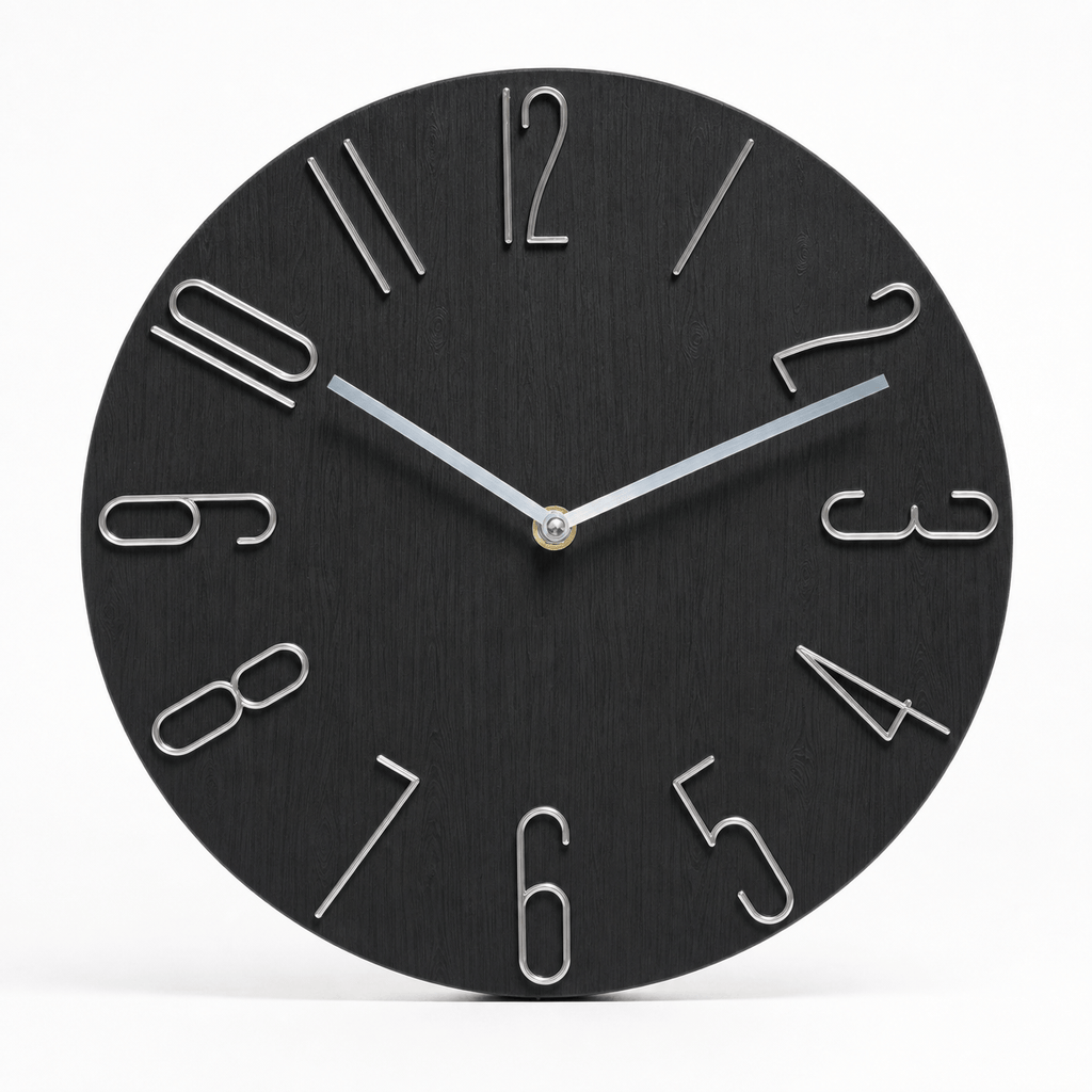 Royal Opera Black Wall Clock Modern Stylized Numbers
