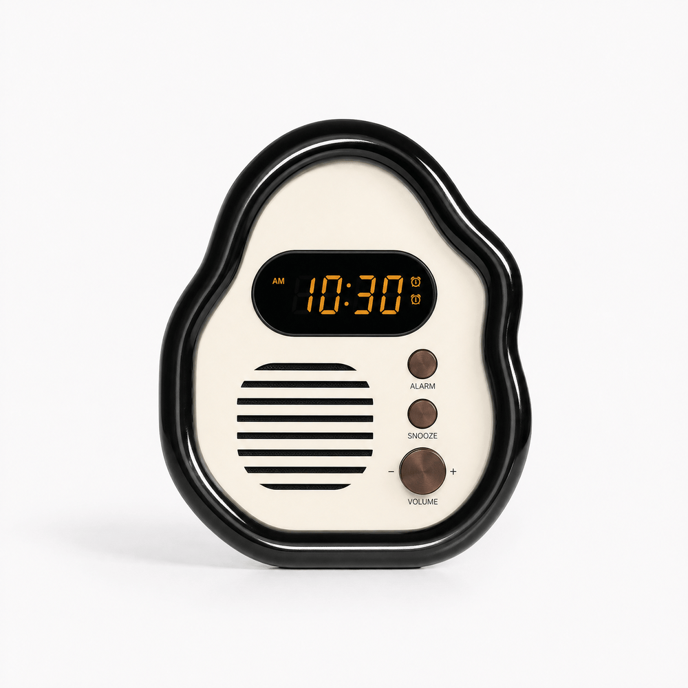 Royal Opera Black Wavy Wooden Table Clock