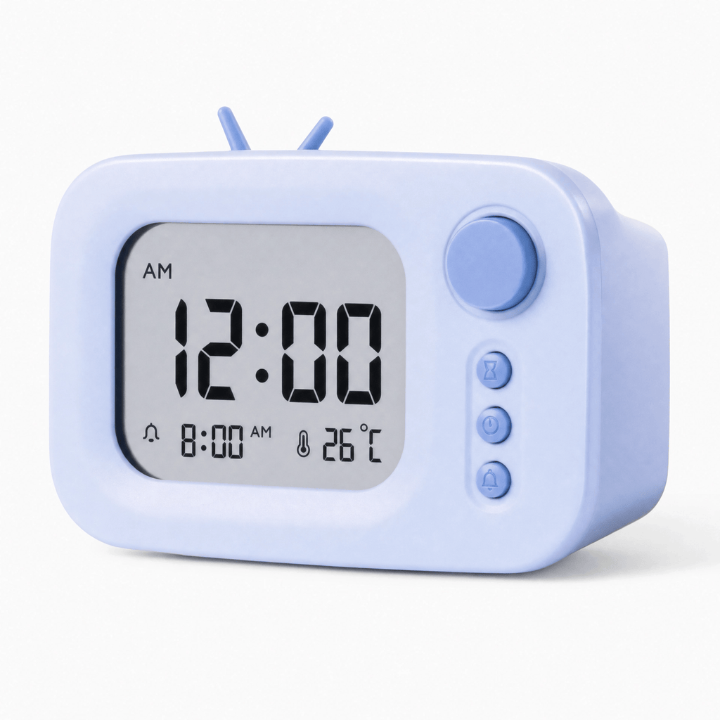 Royal Opera Blue Kids Alarm Clock Retro TV Shape