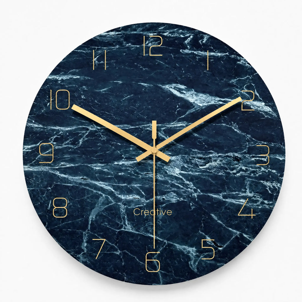 Royal Opera Blue Marble Effect Silent Wall Clock