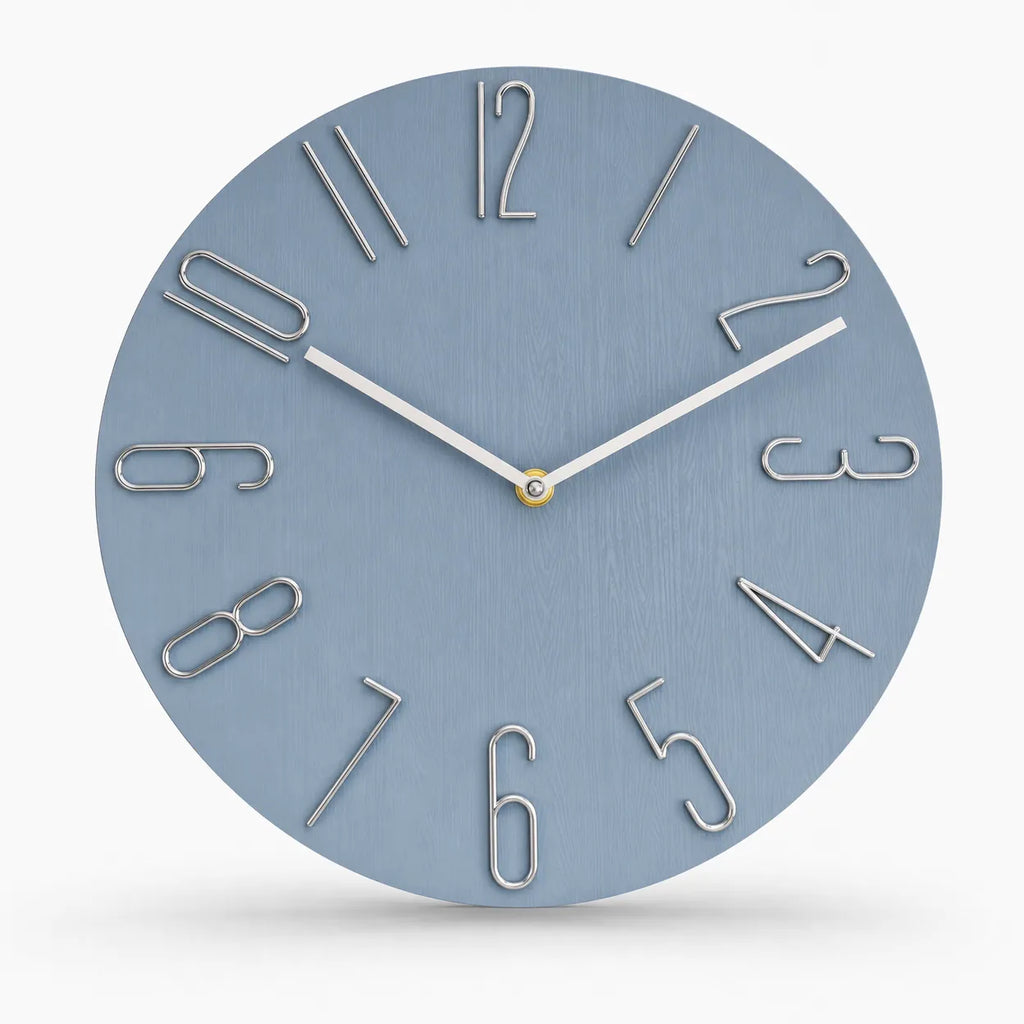 Royal Opera Blue Wall Clock Modern Stylized Numbers