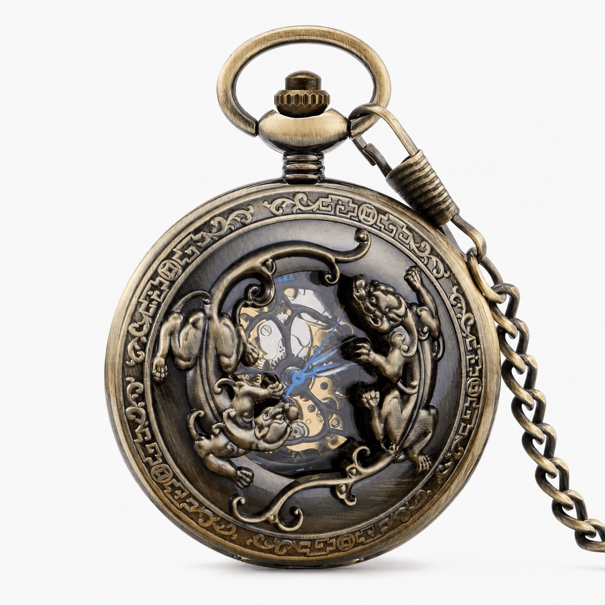 Royal Opera Bronze Pocket Watch Antique Skeleton Open