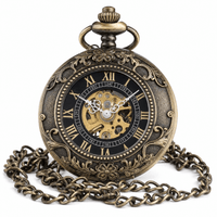 Royal Opera Bronze Vintage Skeleton Mechanical Pocket Watch