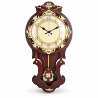Royal Opera Brown / 62 x 30 cm Vintage Wooden Wall Clock Silent Pendulum