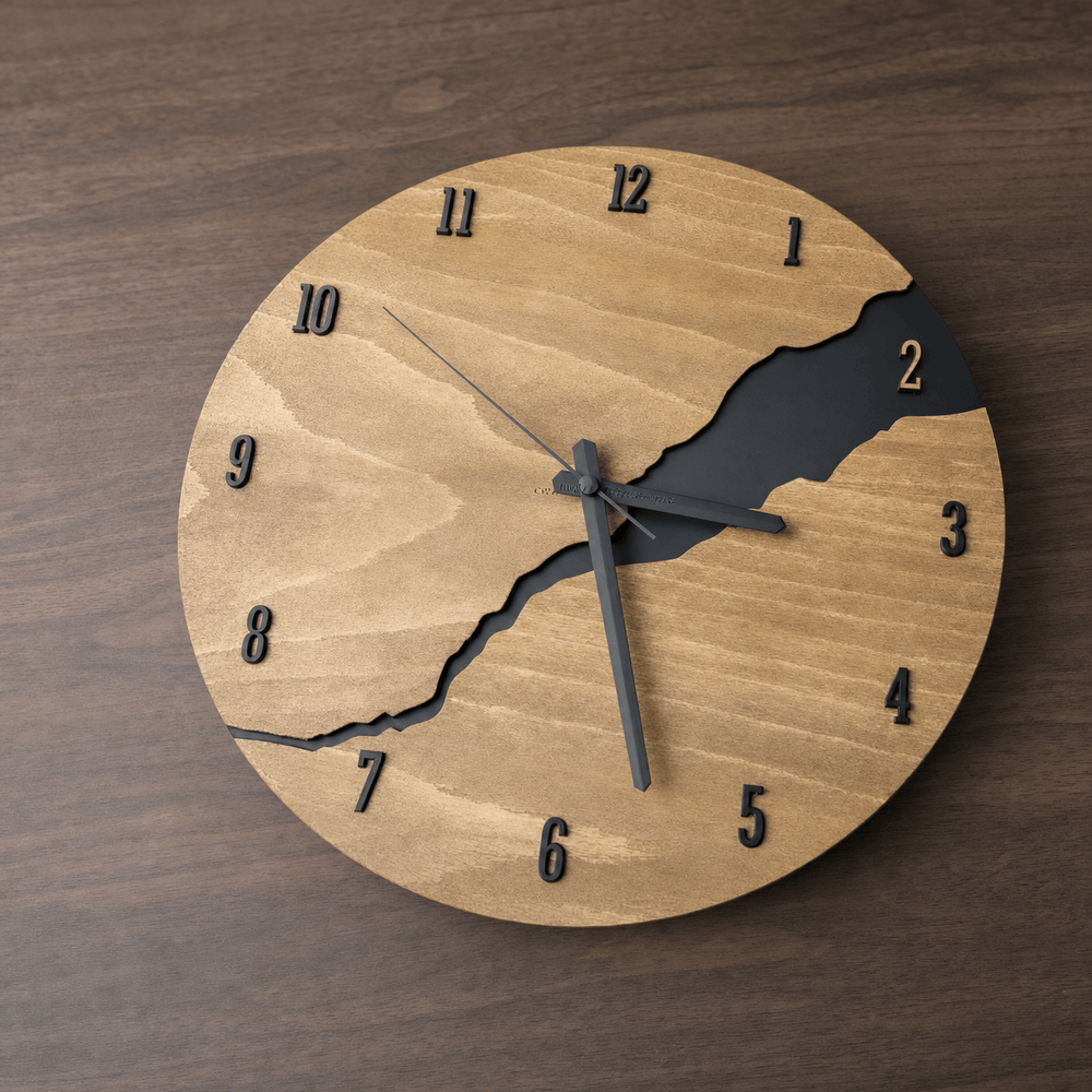 Royal Opera Cracked Wood Modern Wall Clock