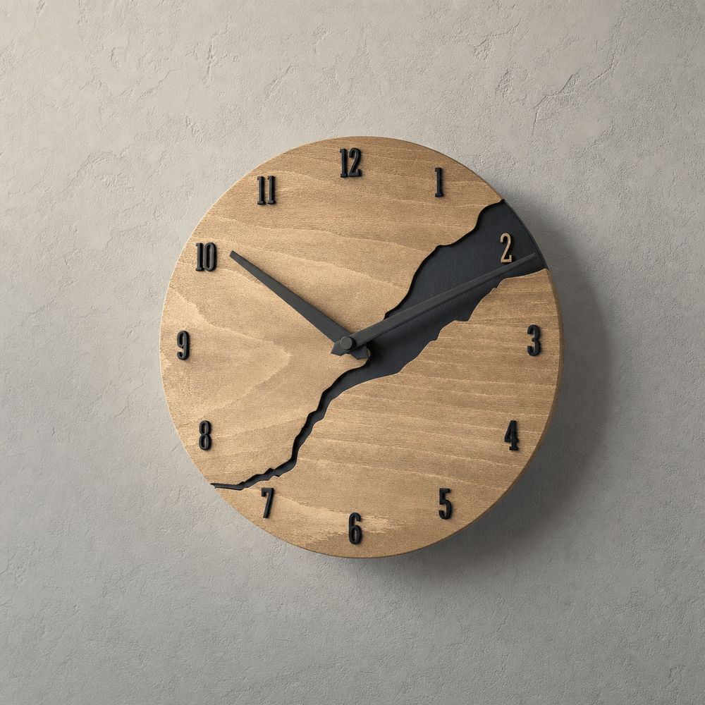 Royal Opera Cracked Wood Modern Wall Clock