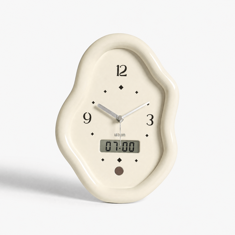 Royal Opera Cream Wavy Wooden Table Clock
