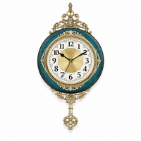 Royal Opera Dark Green and Gold Vintage European Wall Clock Pendulum