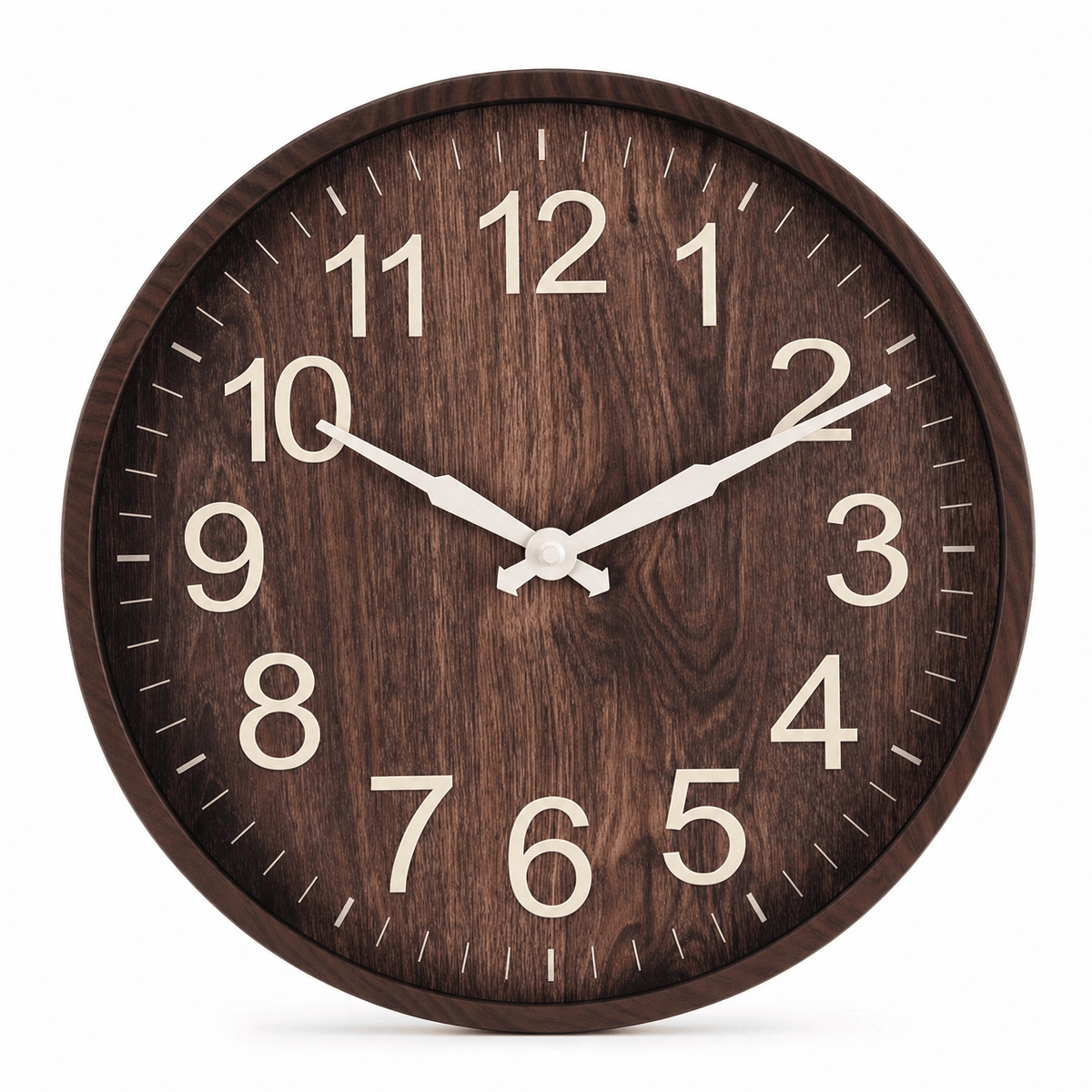 Royal Opera Dark Wood Modern Wooden Wall Clock Easy Read