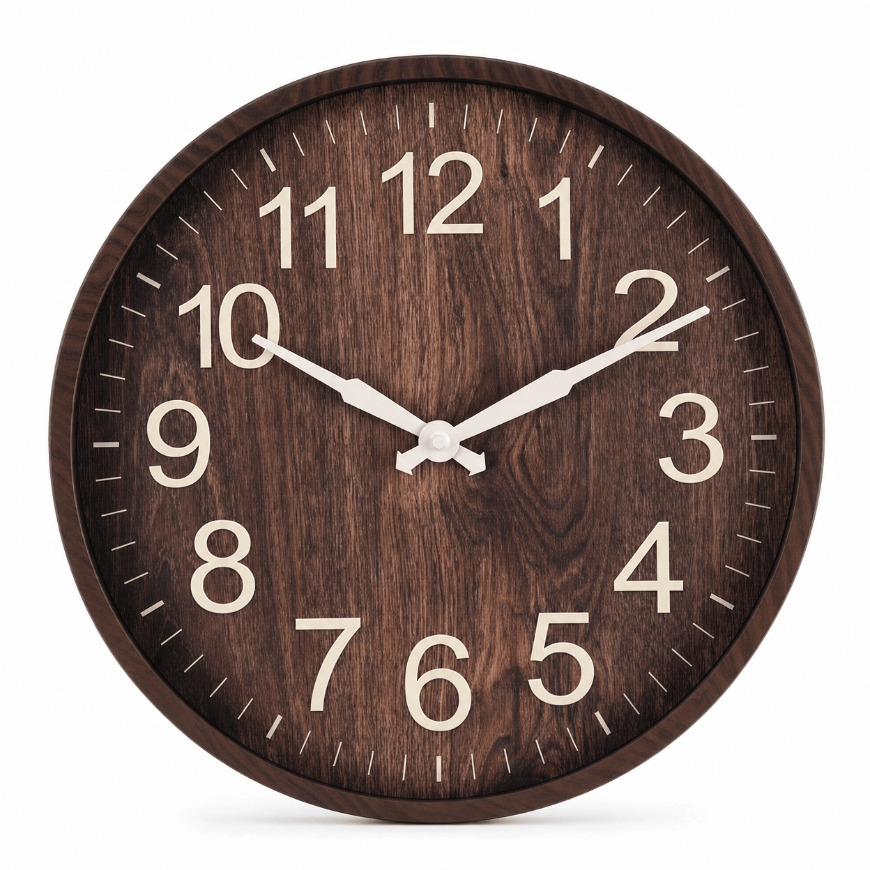 Royal Opera Dark Wood Modern Wooden Wall Clock Easy Read
