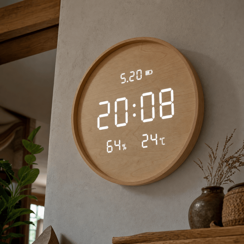 Royal Opera Digital Wooden Wall Clock Silent
