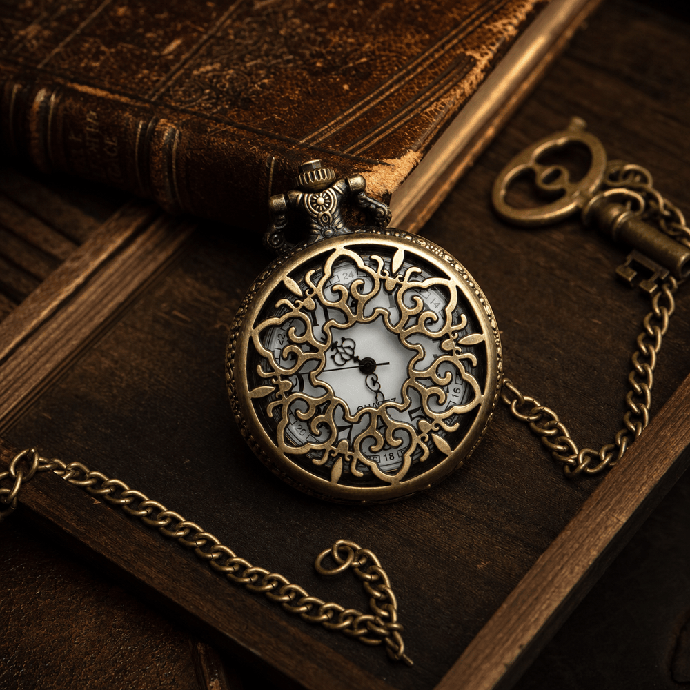 Royal Opera Floral Skeleton Pocket Watch For Men
