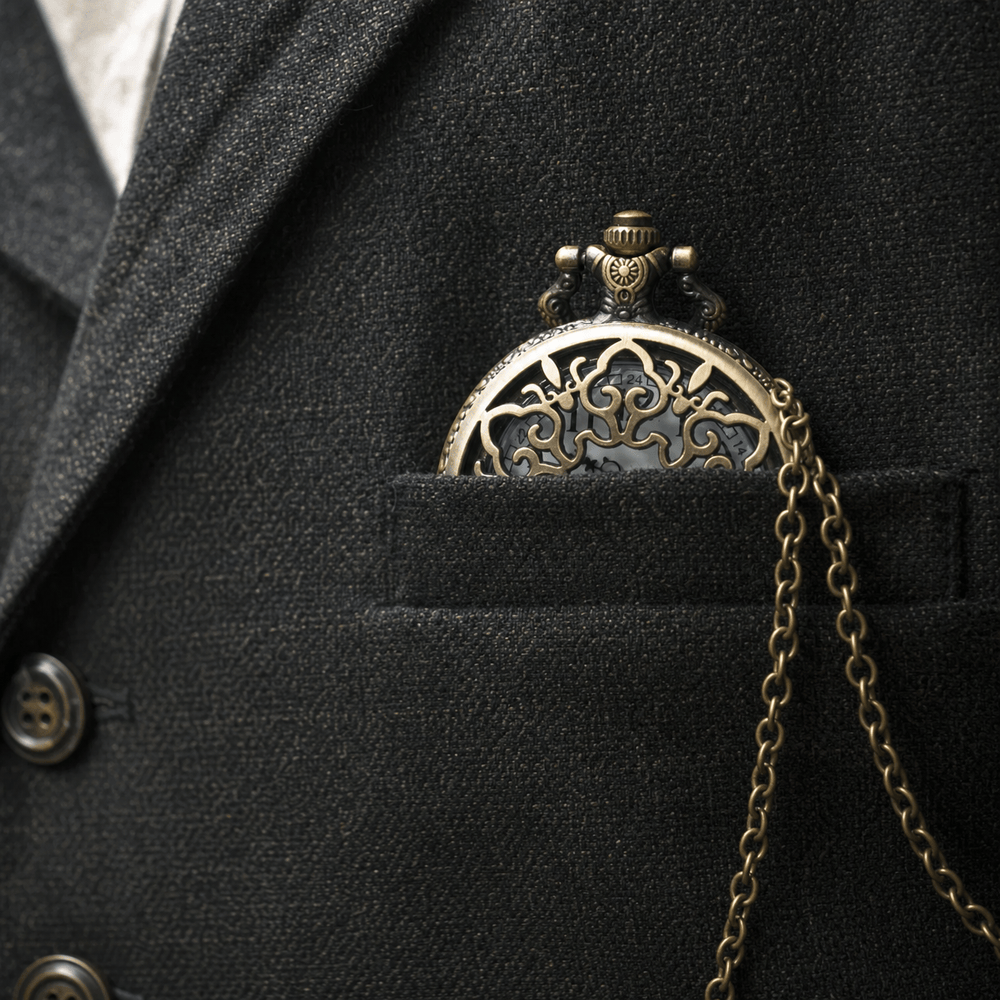 Royal Opera Floral Skeleton Pocket Watch For Men