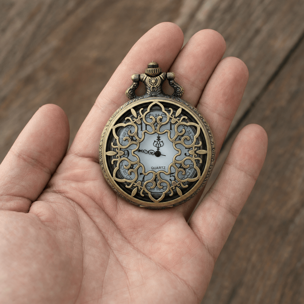 Royal Opera Floral Skeleton Pocket Watch For Men