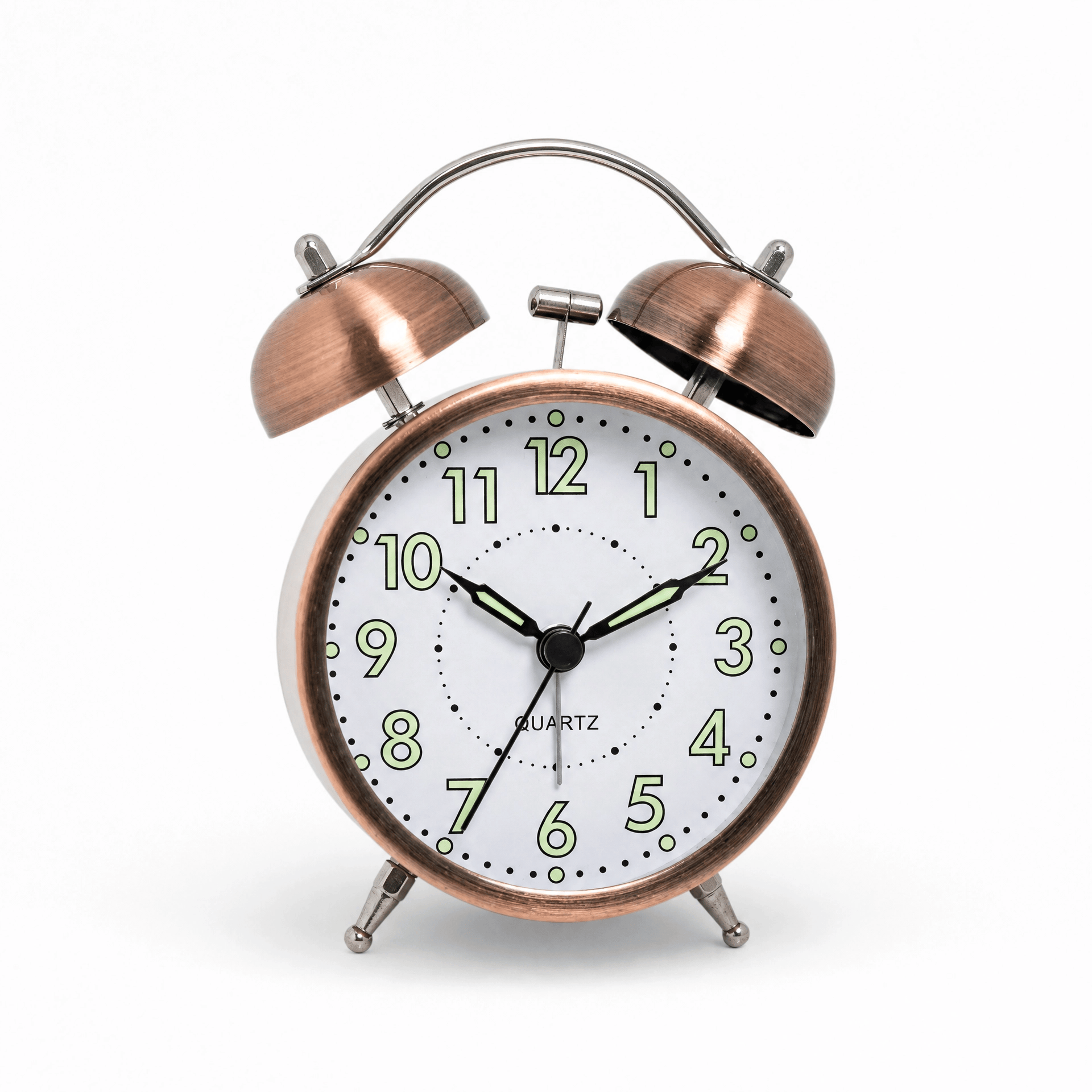 Royal Opera Fluorescent Alarm Clock Twin Bell Roman Numerals