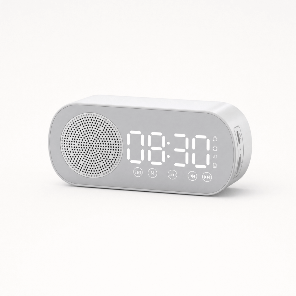 Royal Opera Grey Alarm Clock FM Radio Bedroom Snooze